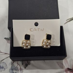 Katin Gold and Black Pearl Earrings